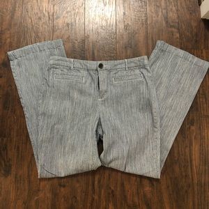 Chico’s Blue and White Striped Bootcut Pants